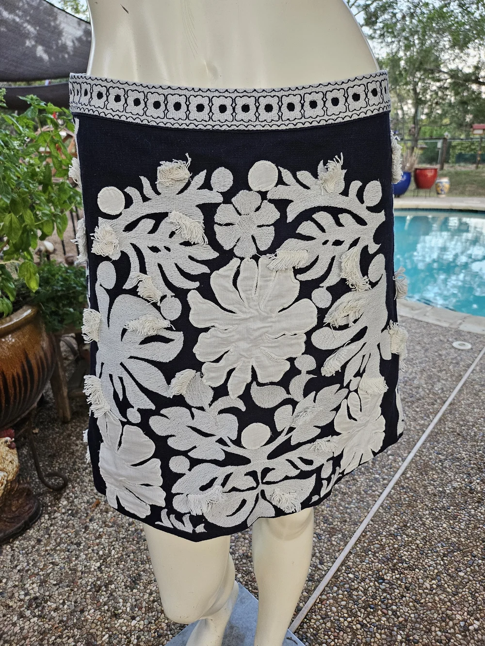 Maeve Liesl Fringed & Applique Black & White Mini Skirt from Anthropologie 8